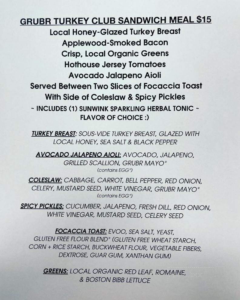 Grubr Eats - Medford, NJ menu_pic