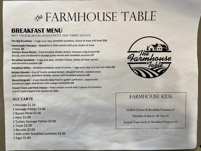 Farmhouse Table - Cleveland, MS menu_pic