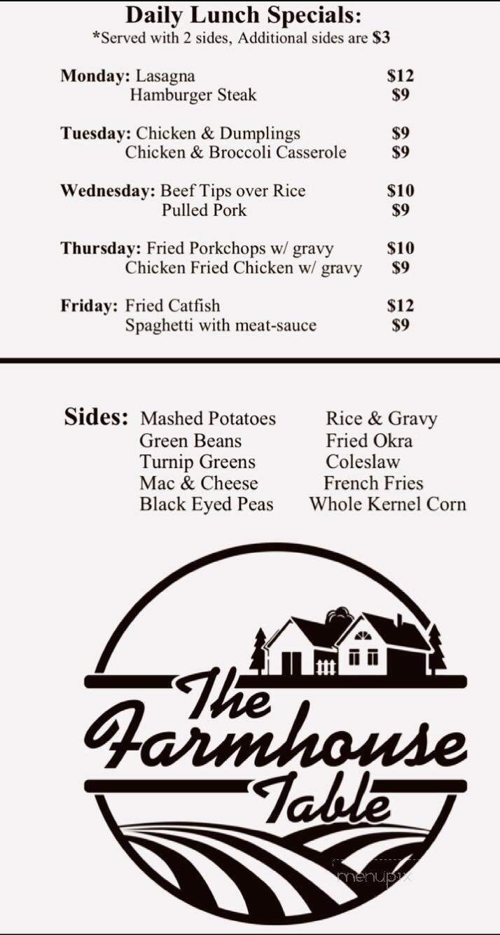 Farmhouse Table - Cleveland, MS menu_pic