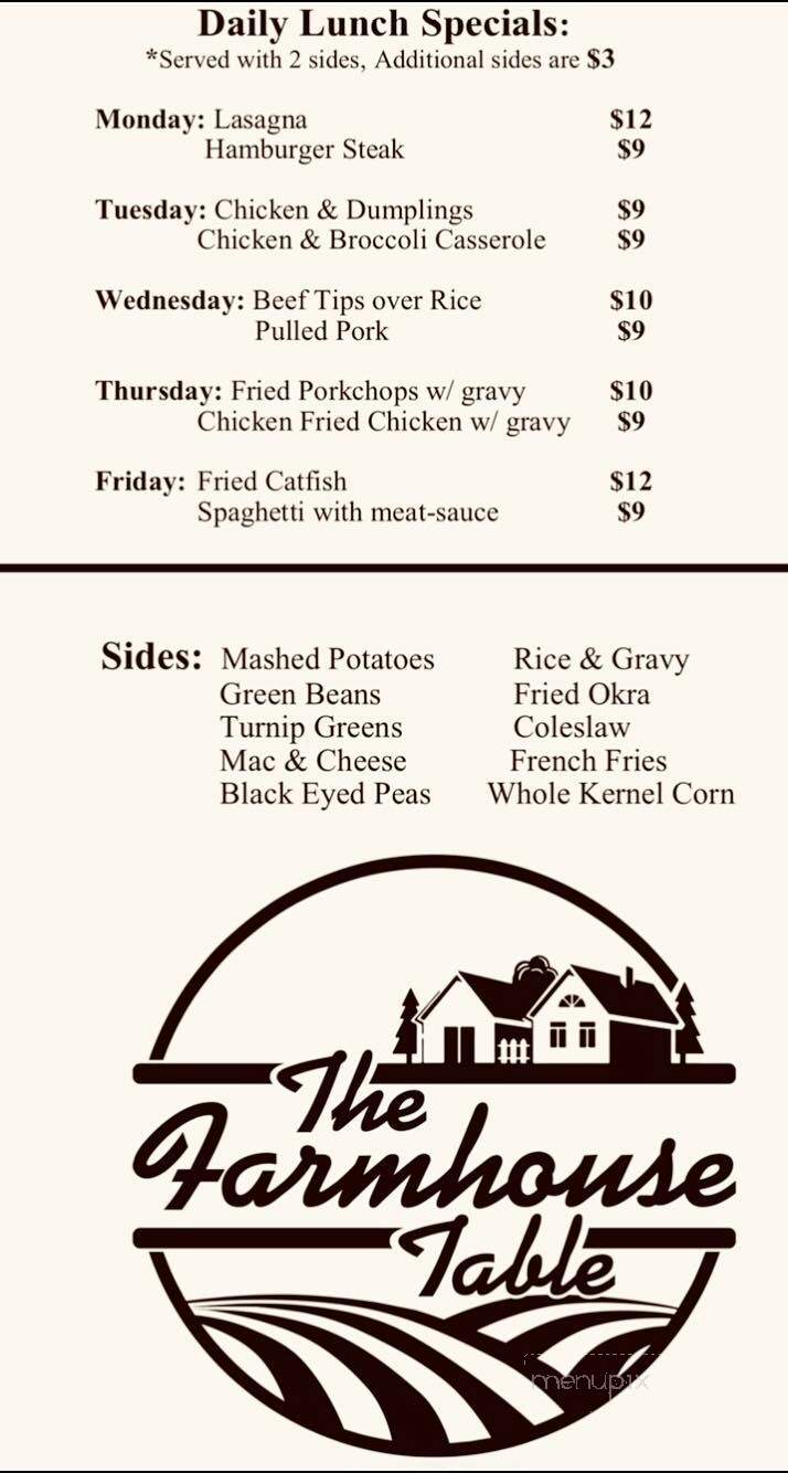 Farmhouse Table - Cleveland, MS menu_pic