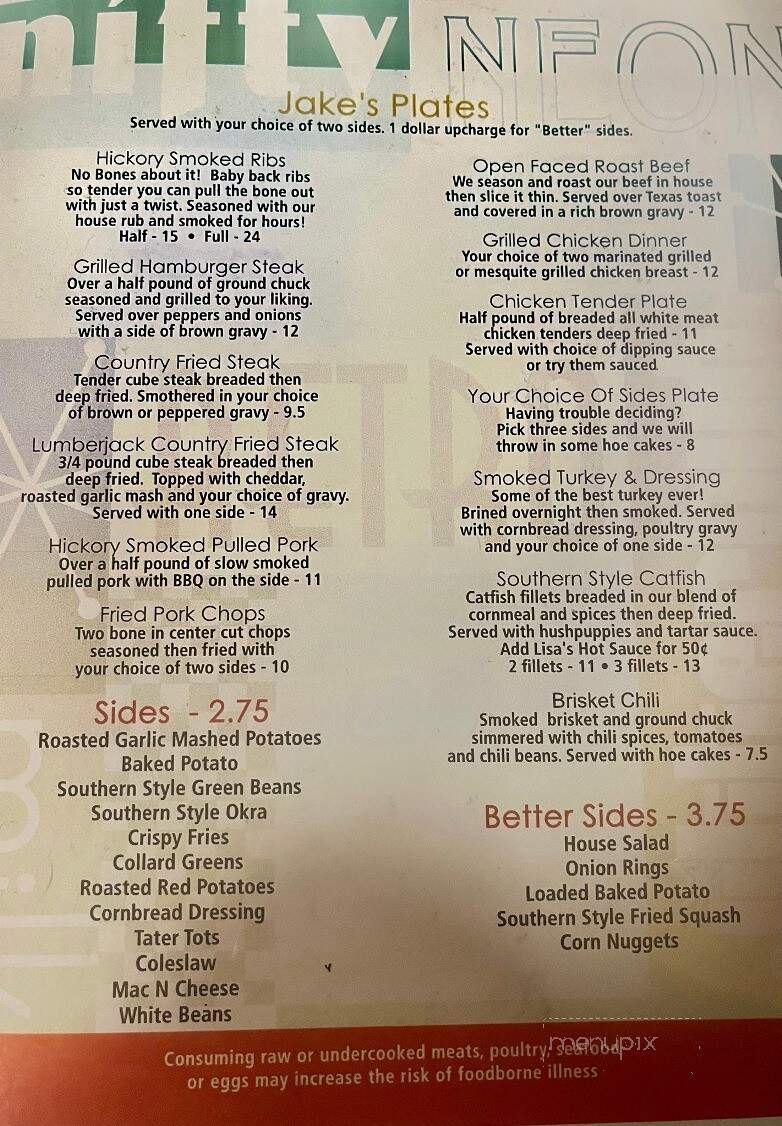 Jakes Place 2 - Hendersonville, TN menu_pic
