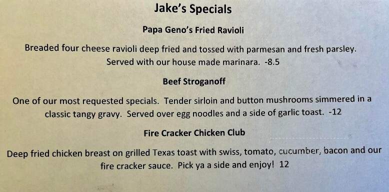 Jakes Place 2 - Hendersonville, TN menu_pic