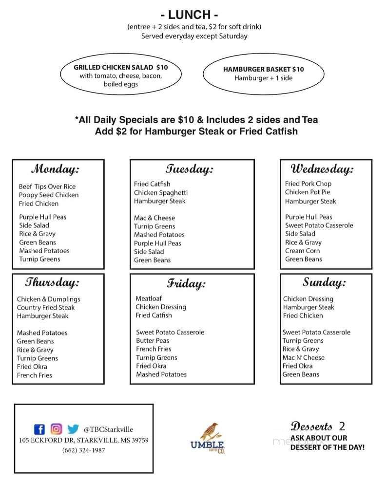 The Breakfast Club - Starkville, MS menu_pic