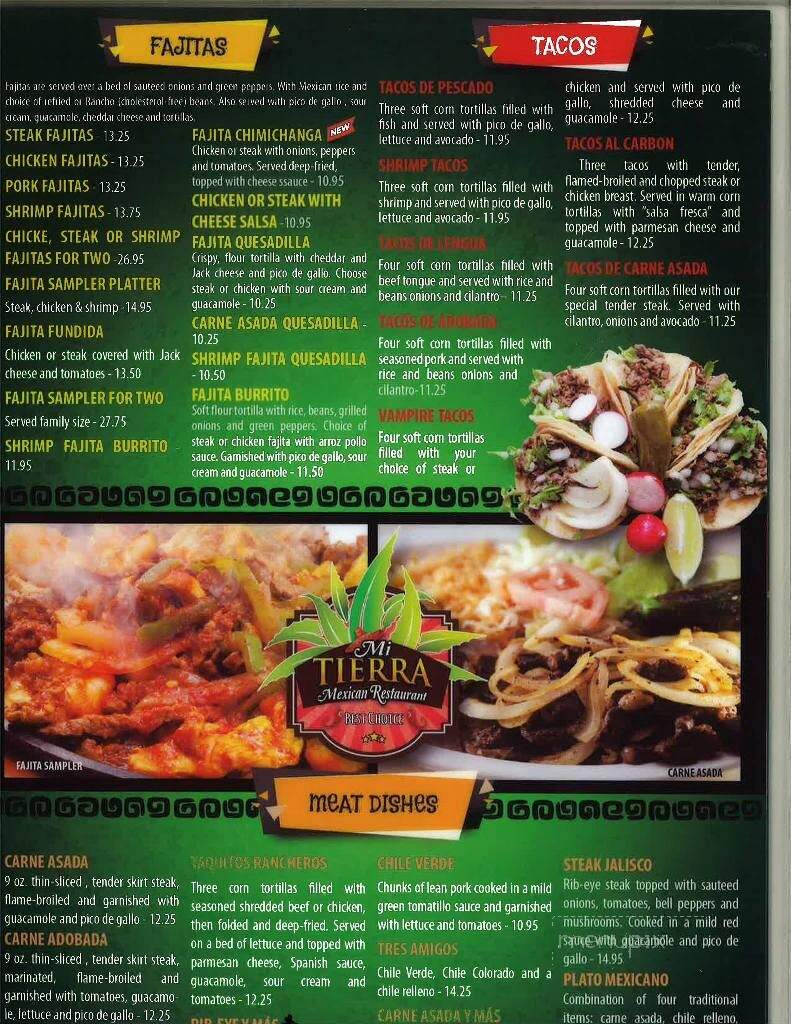 Mi Tierra - Marion, MS menu_pic
