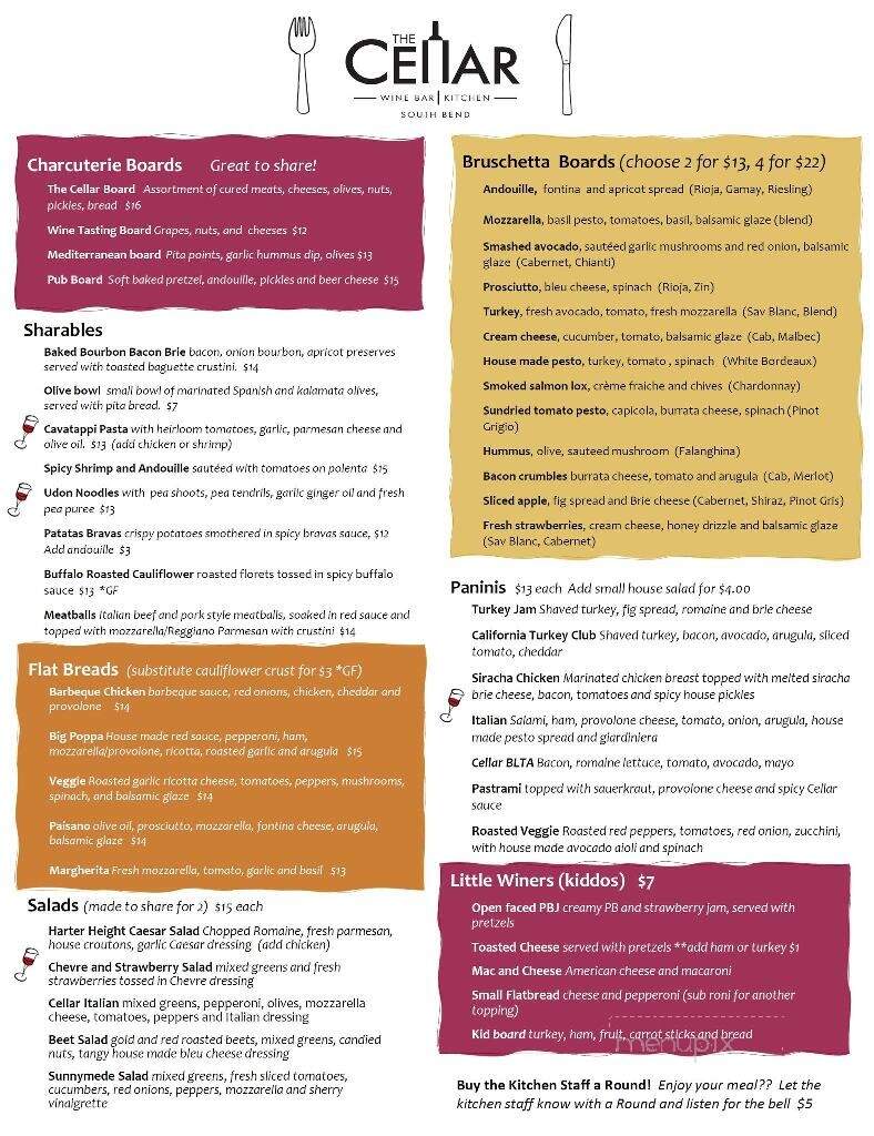 The Cellar Wine Bar and Kitchen - South Bend, IN menu_pic