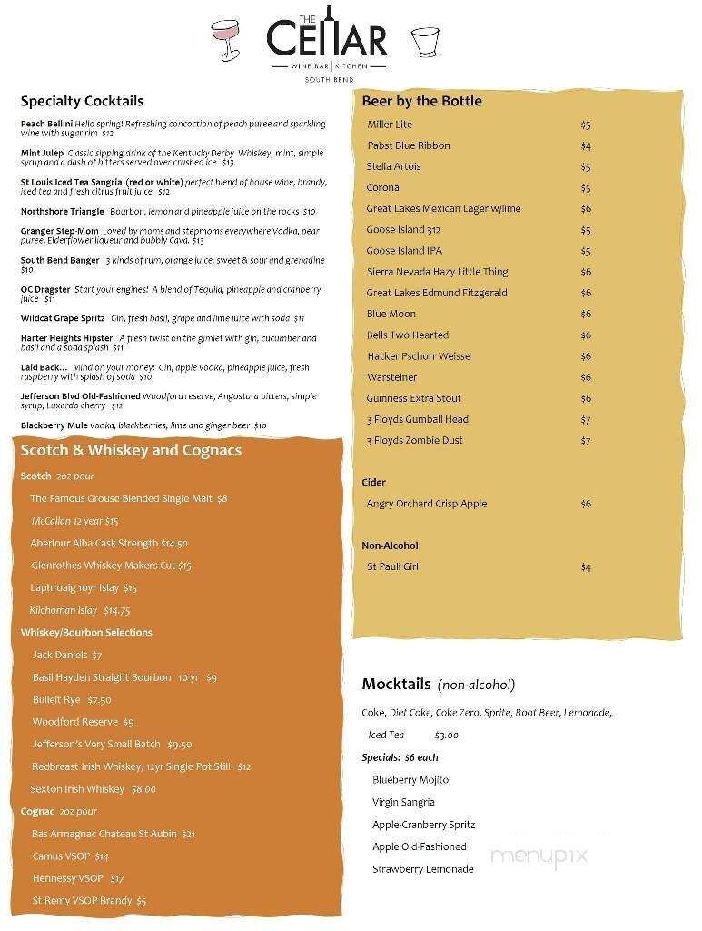 The Cellar Wine Bar and Kitchen - South Bend, IN menu_pic