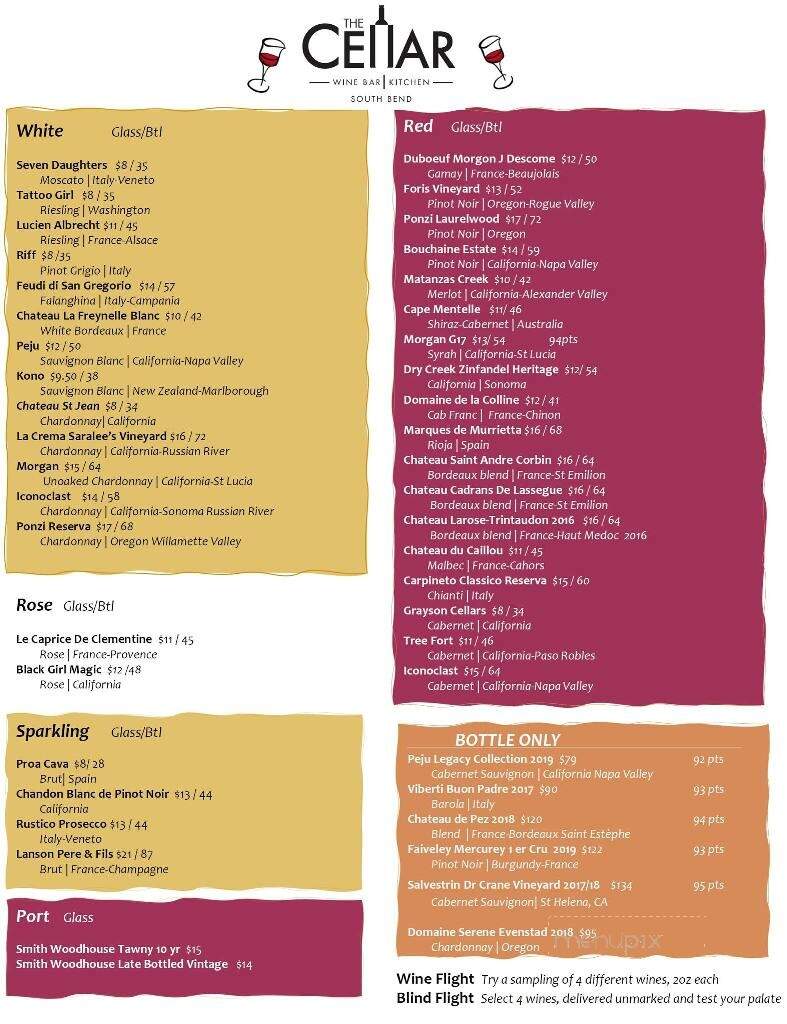 The Cellar Wine Bar and Kitchen - South Bend, IN menu_pic