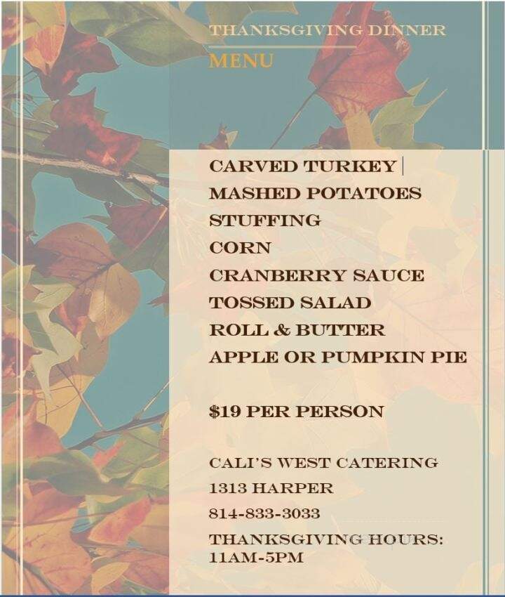 Cali's West Catering & Express Take-Out - Erie, PA menu_pic