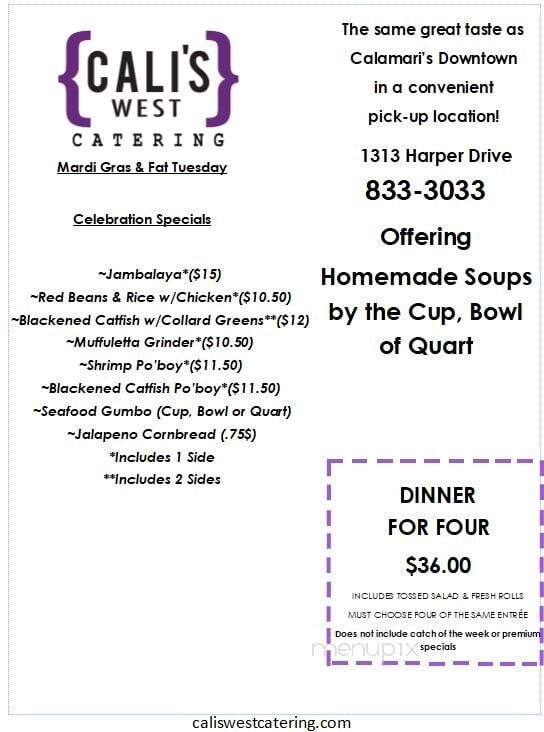 Cali's West Catering & Express Take-Out - Erie, PA menu_pic
