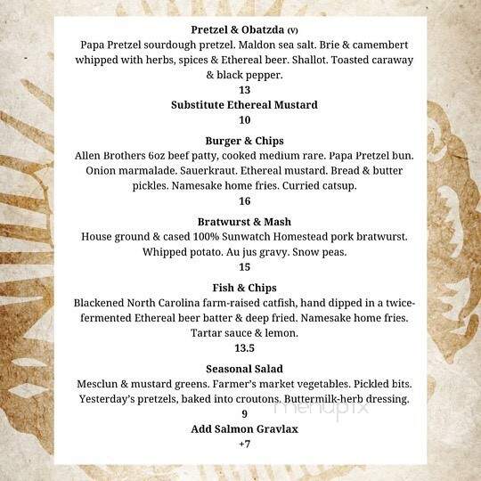 Ethereal Brewing - Lexington, KY menu_pic
