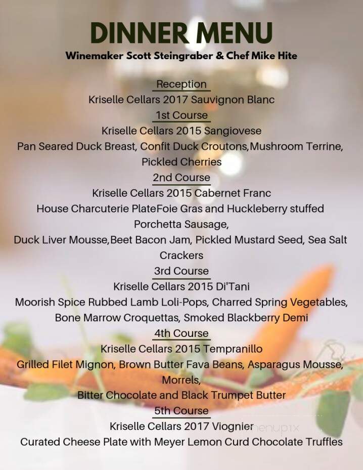 Kriselle Cellars - White City, OR menu_pic