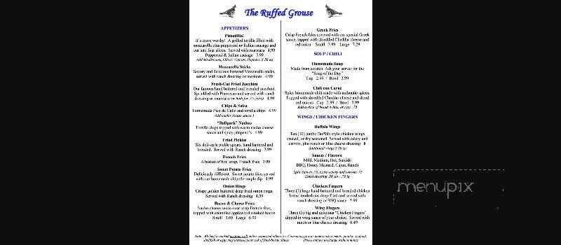 The Ruffed Grouse Bar & Grille - North East, PA menu_pic