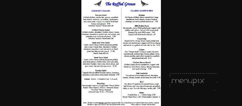The Ruffed Grouse Bar & Grille - North East, PA menu_pic