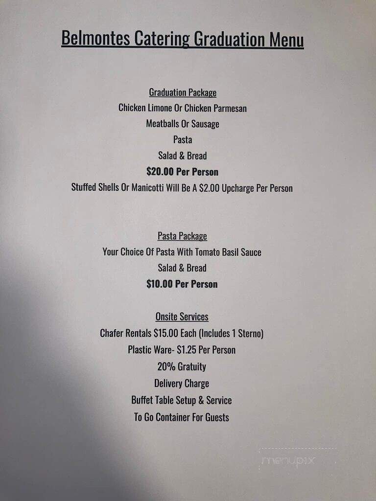 Belmonte's Pizza - Weirton, WV menu_pic