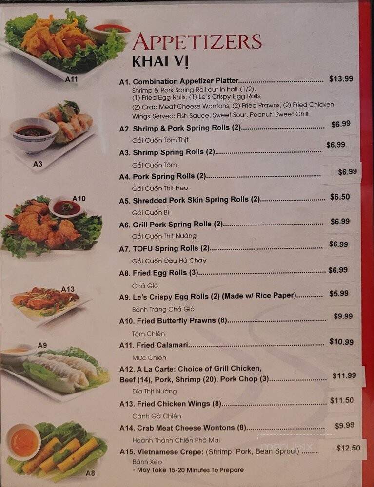 Pho Le - Sacramento, CA menu_pic