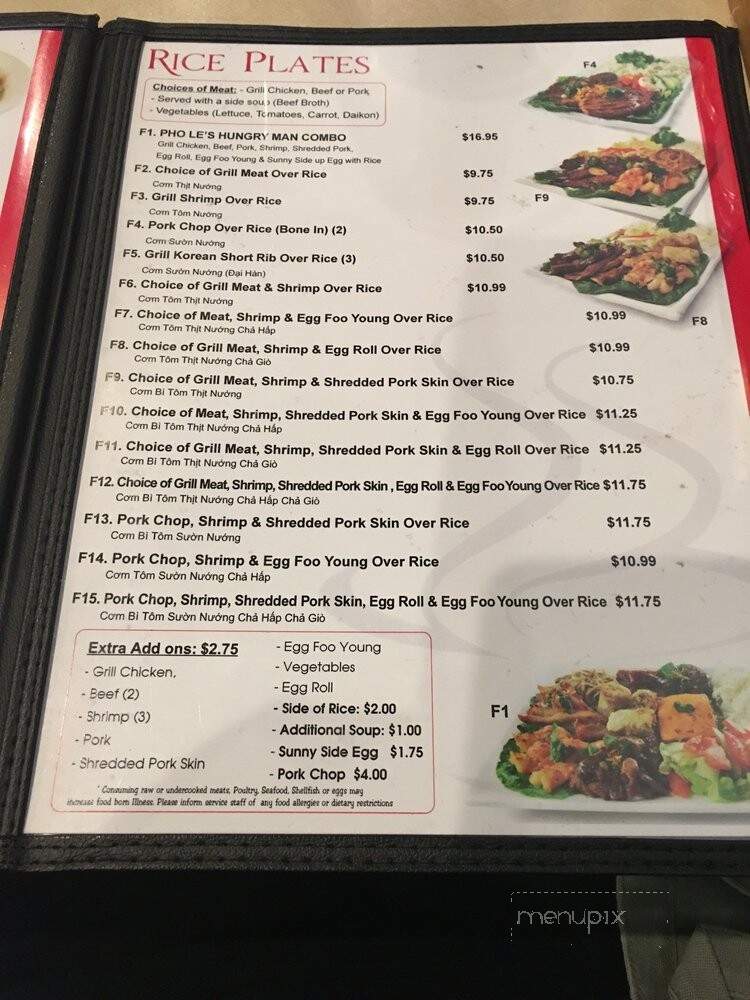 Pho Le - Sacramento, CA menu_pic