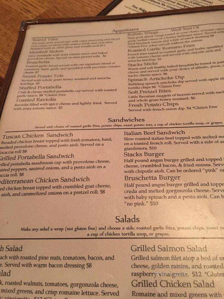 Stacks Bar & Grill - Valparaiso, IN menu_pic