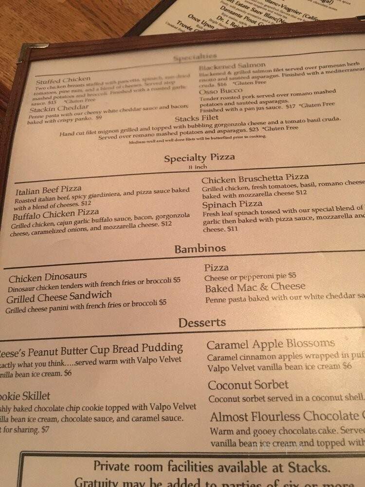 Stacks Bar & Grill - Valparaiso, IN menu_pic
