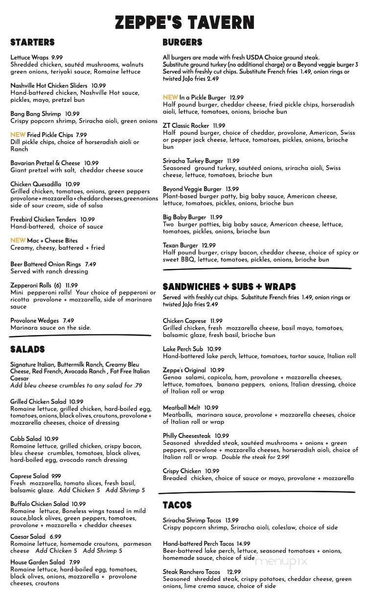 Zeppe's Tavern & Pizzeria - Newbury - Newbury, OH menu_pic