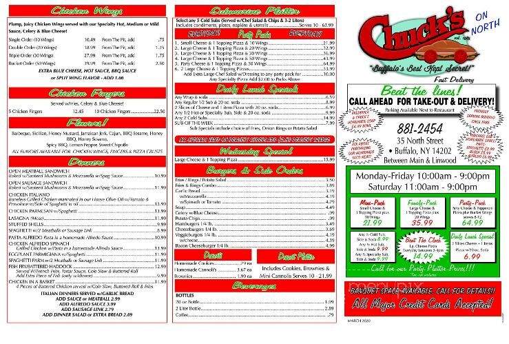 Chuck's North Street - Buffalo, NY menu_pic