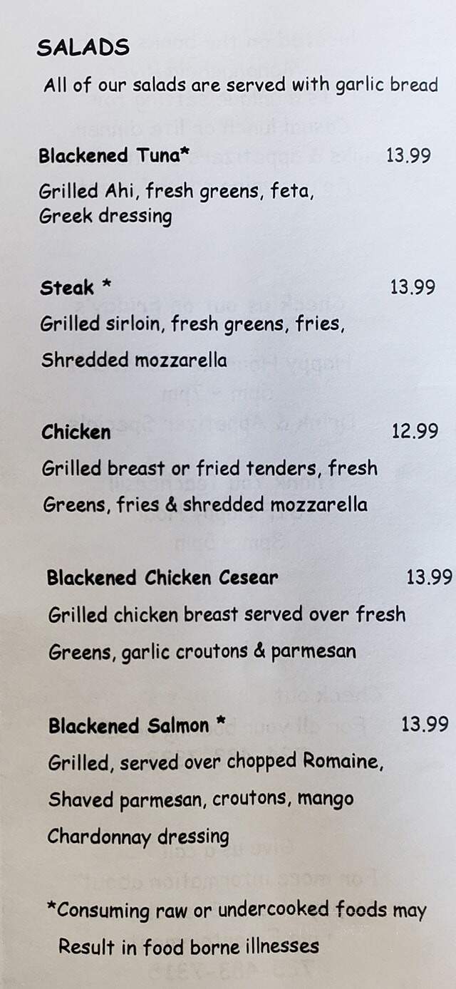 Smitty's Waterfront Dining - Belle Vernon, PA menu_pic