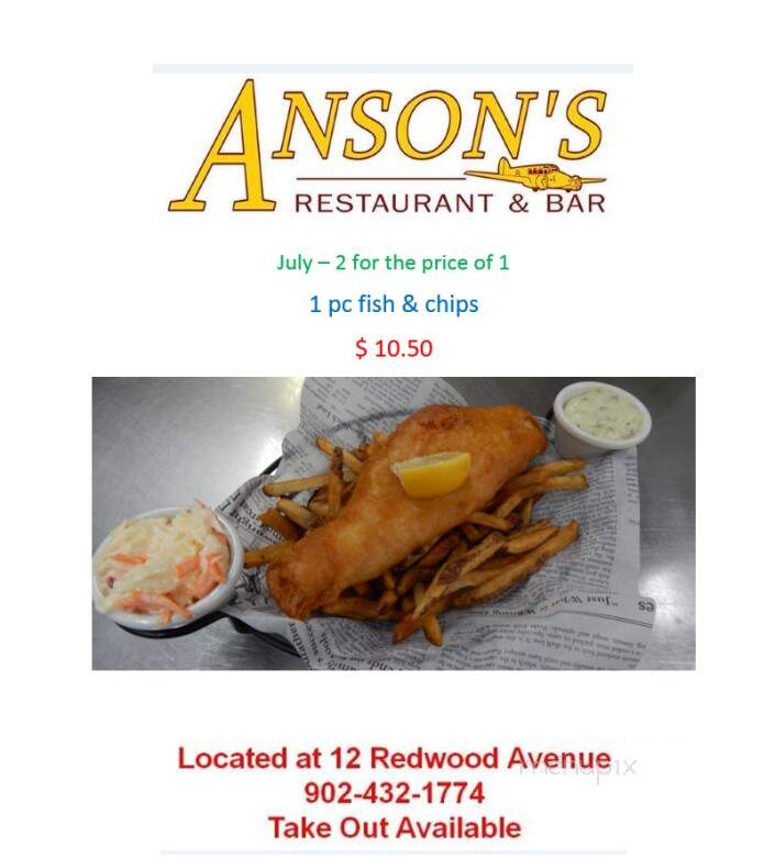 Anson's Restaurant - Summerside, PE