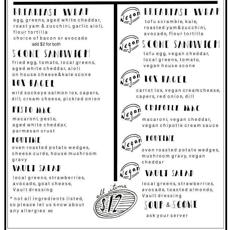 The Vault - Nanaimo, BC menu_pic