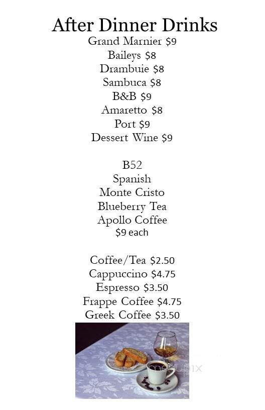 Apollo Restaurant & Tavern - Greater Sudbury, ON menu_pic