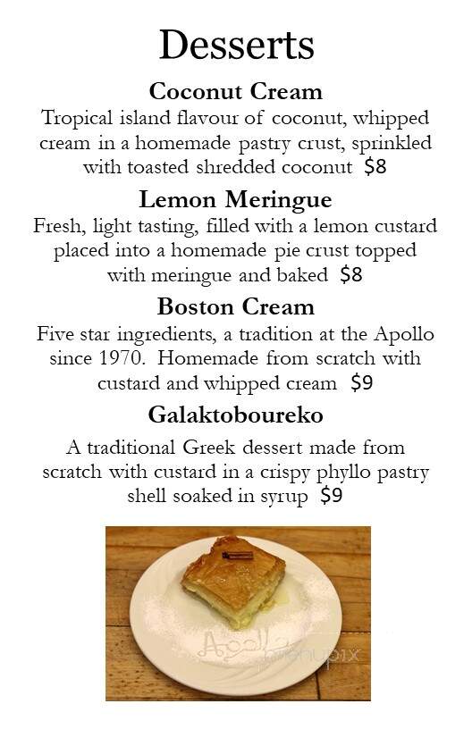 Apollo Restaurant & Tavern - Greater Sudbury, ON menu_pic