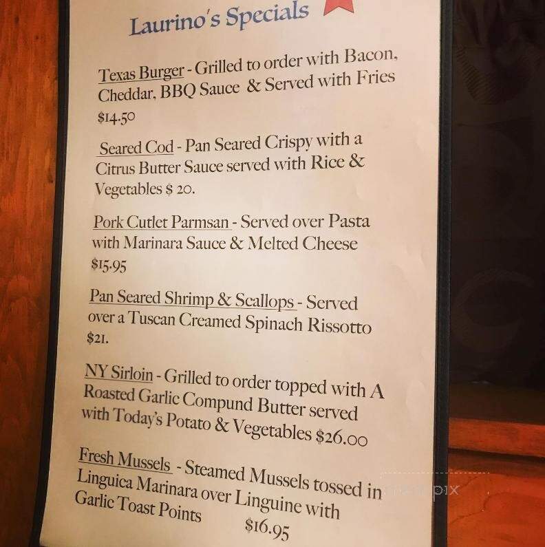 Laurino's Tavern - Brewster, MA menu_pic