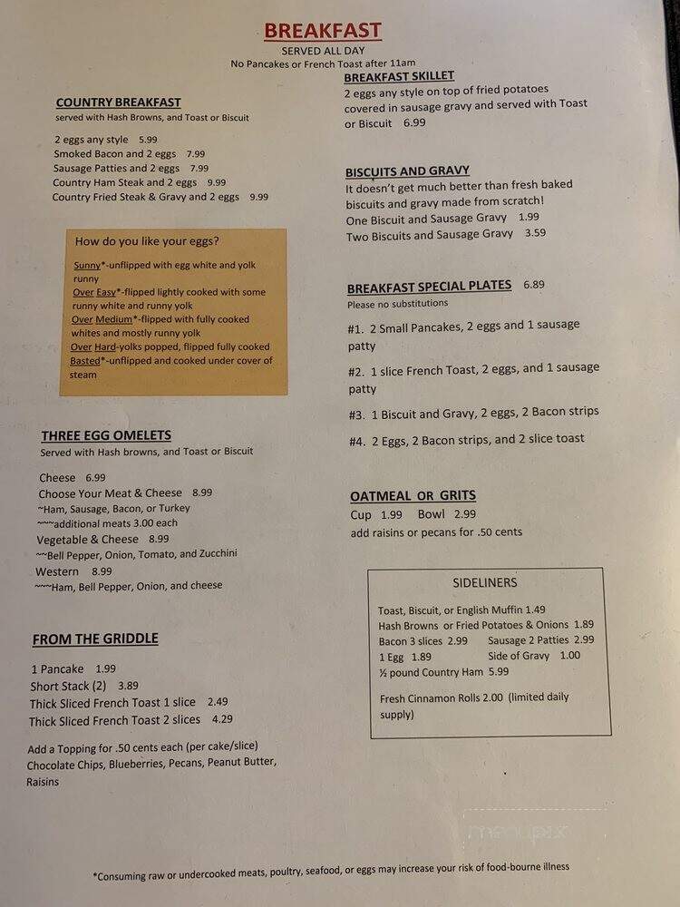 Branson Cafe - Branson, MO menu_pic