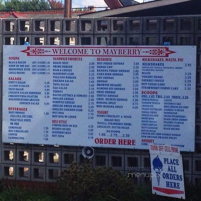 Mayberry's Restaurant - Reidsville, NC menu_pic