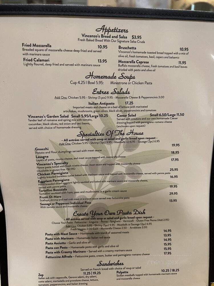 Vincenzo's Olive Tree - Lake Elsinore, CA menu_pic