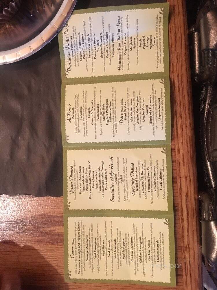 Vincenzo's Olive Tree - Lake Elsinore, CA menu_pic