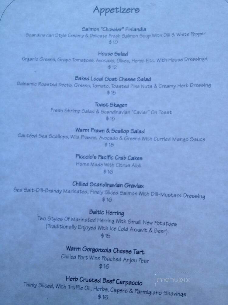 House Piccolo - Salt Spring Island, BC menu_pic