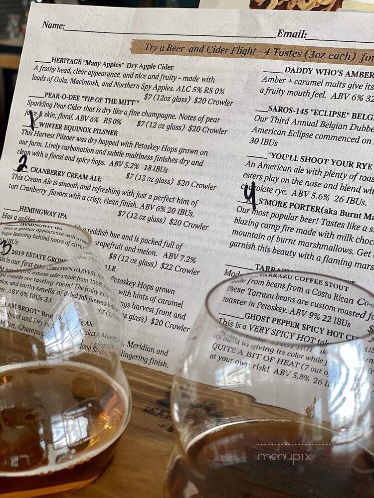 Burnt Marshmallow Brewing - Petoskey, MI menu_pic