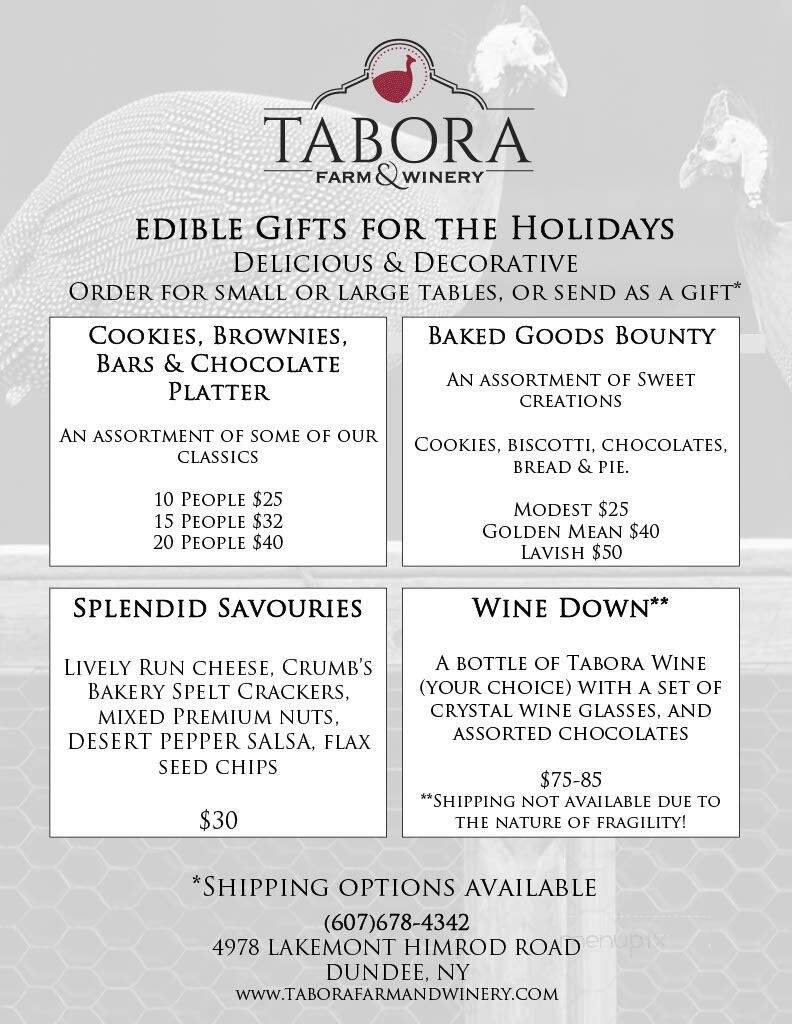 Tabora Farm & Winery - Dundee, NY menu_pic