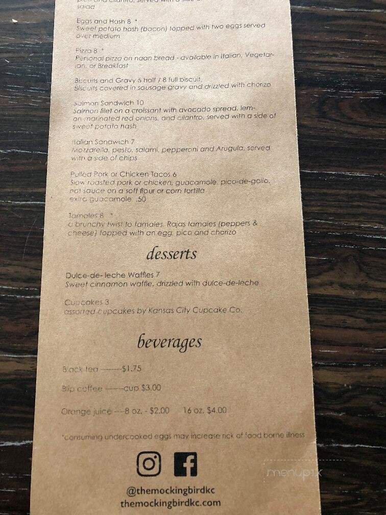 The Mockingbird Lounge - Kansas City, KS menu_pic