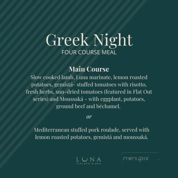 Luna Kitchen and Bar - Regina, SK menu_pic