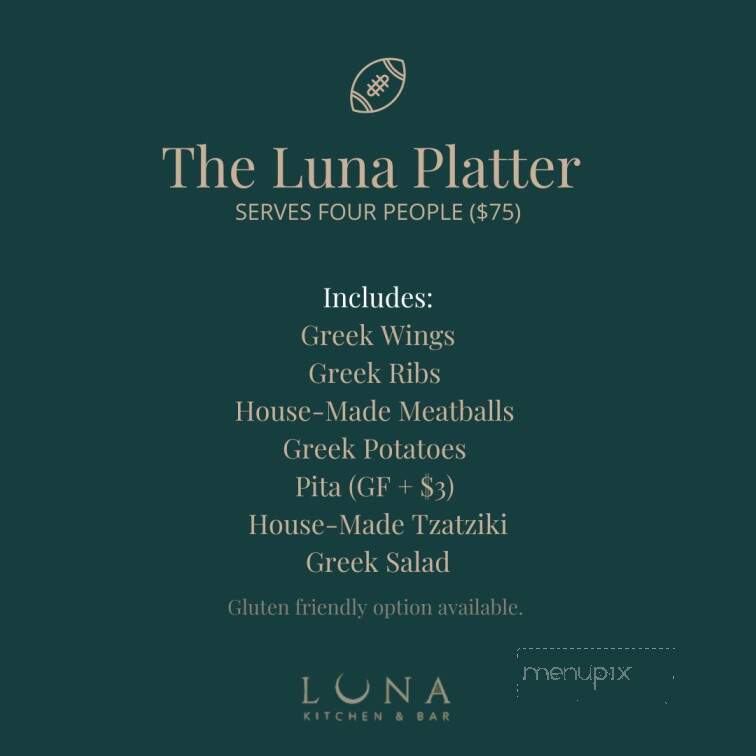 Luna Kitchen and Bar - Regina, SK menu_pic