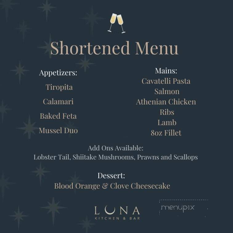Luna Kitchen and Bar - Regina, SK menu_pic
