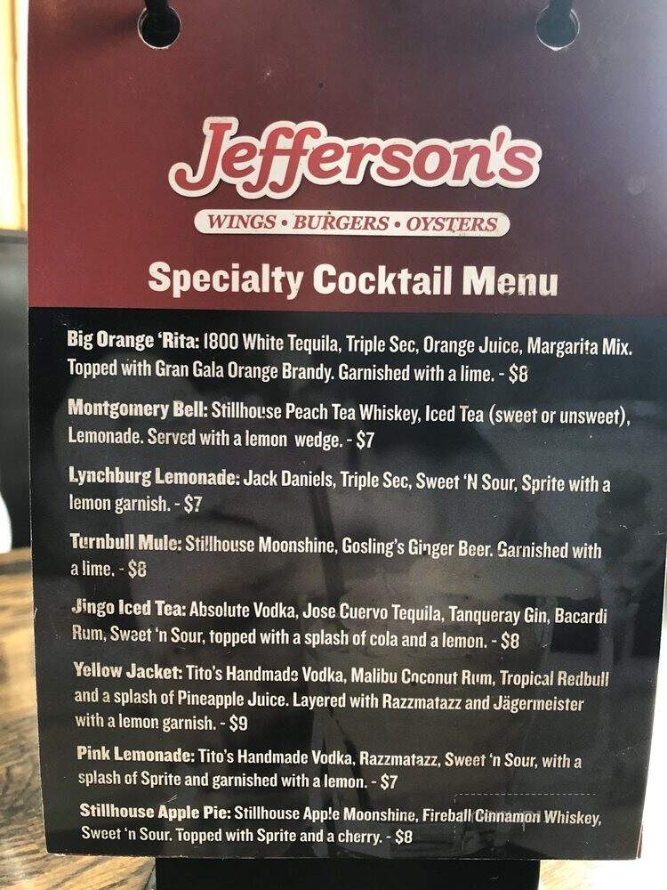 Jefferson's Restaurant - Fairview, TN menu_pic