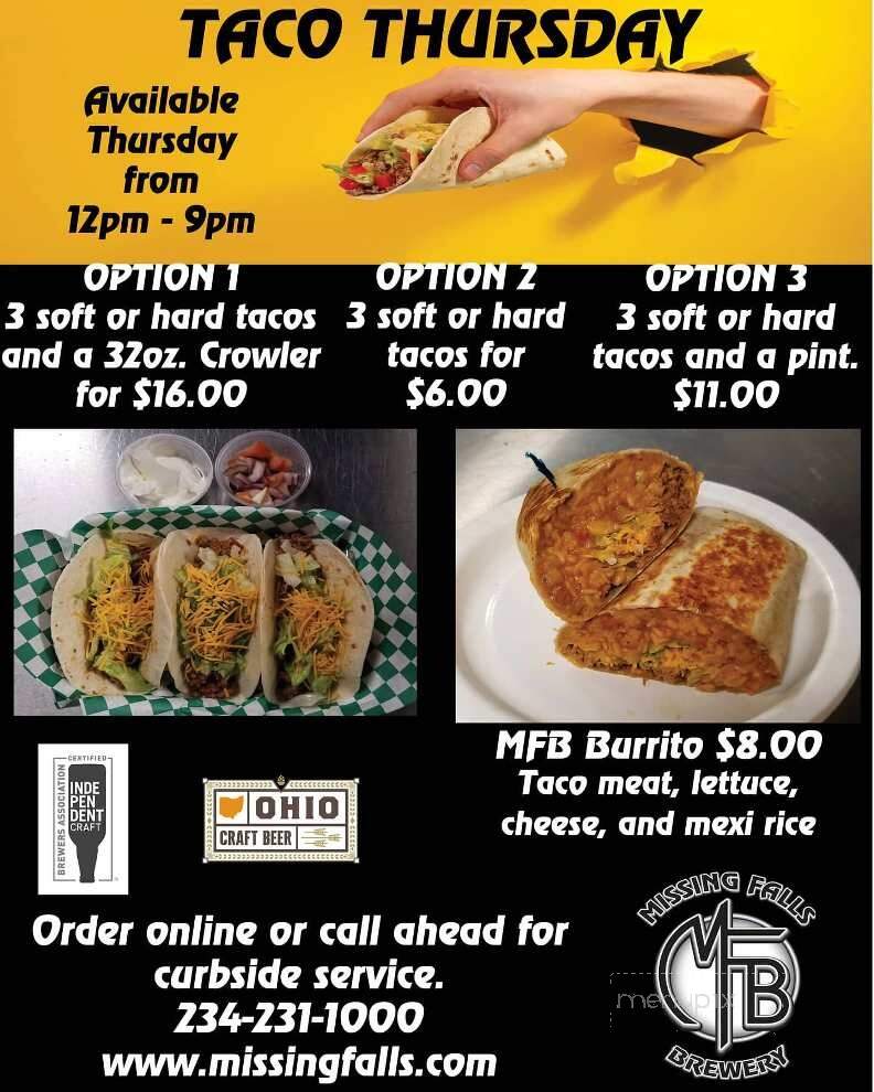 Missing Falls Brewery - Akron, OH menu_pic