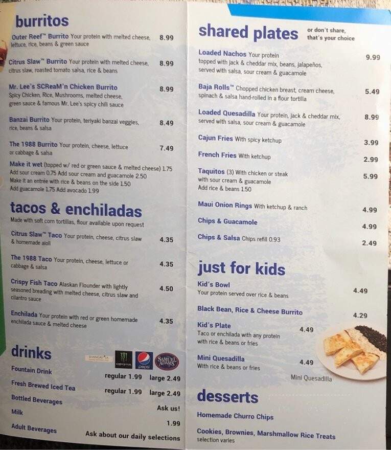 Wahoo's Fish Taco - Middletown, NJ menu_pic