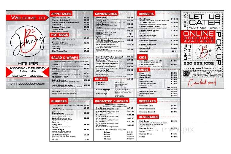 Johnny B's Addison - Addison, IL menu_pic