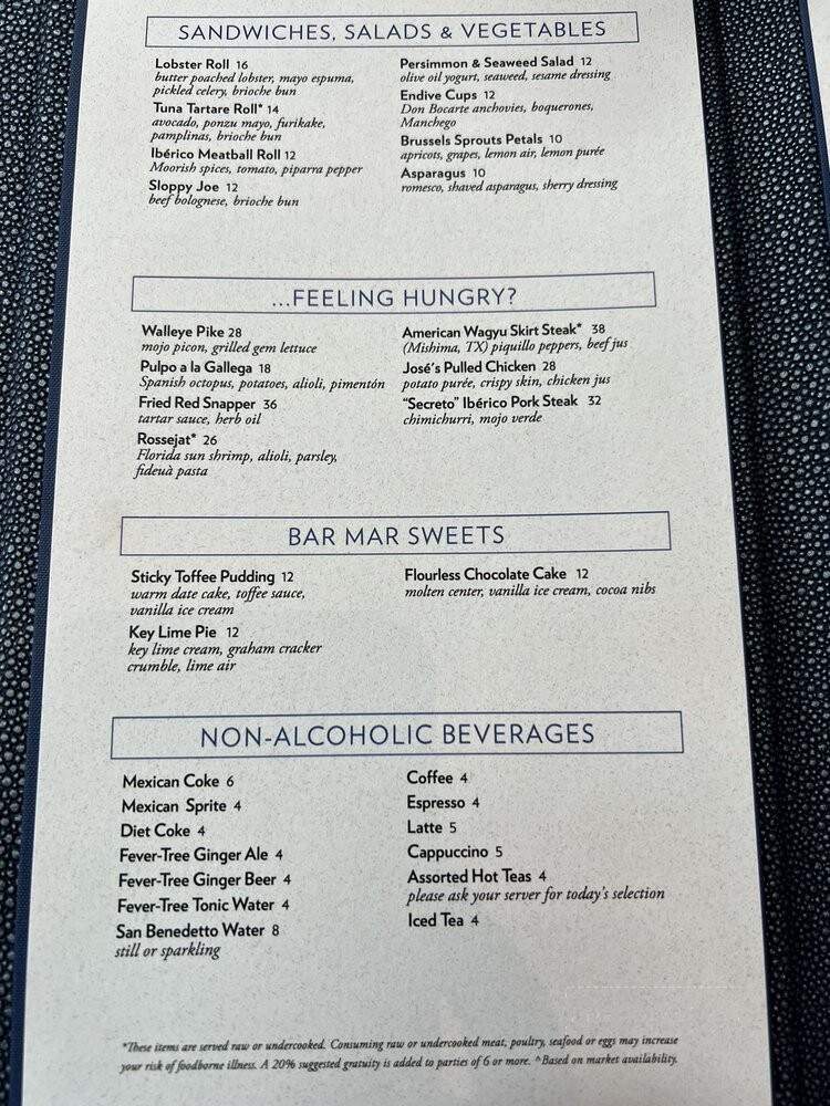 Bar Mar by Jose Andres - Chicago, IL menu_pic