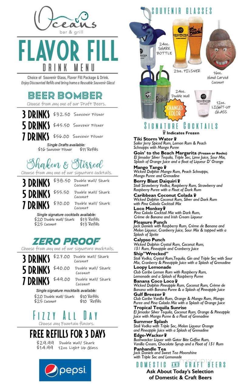 Ocean's Bar & Grill - Panama City Beach, FL menu_pic