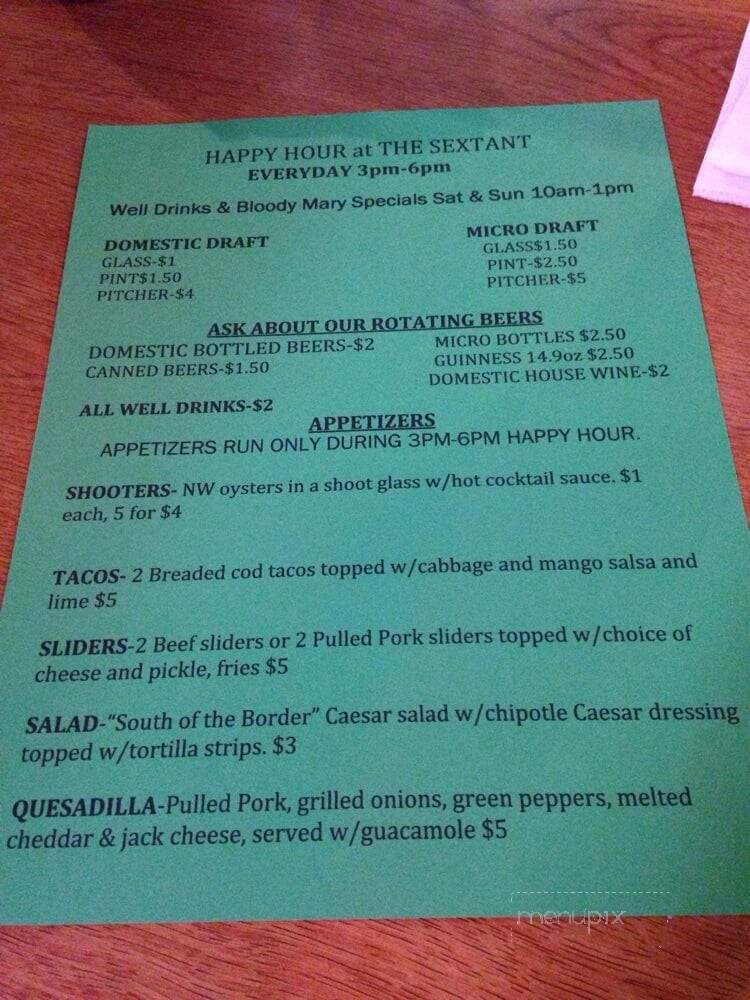 Sextant Bar Galley - Portland, OR menu_pic