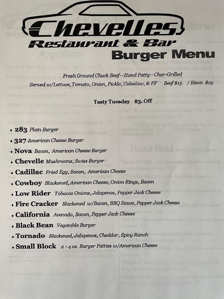 Chevelle's 69 - Hayesville, NC menu_pic