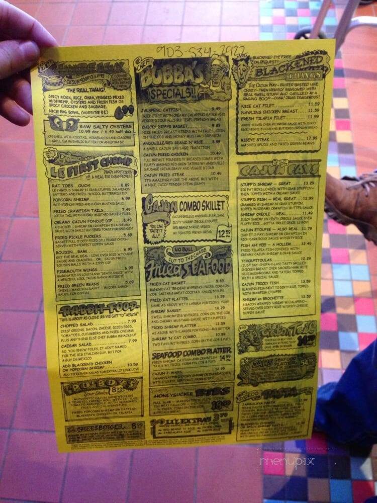 Razzoo's Cajun Cafe - Tyler, TX menu_pic